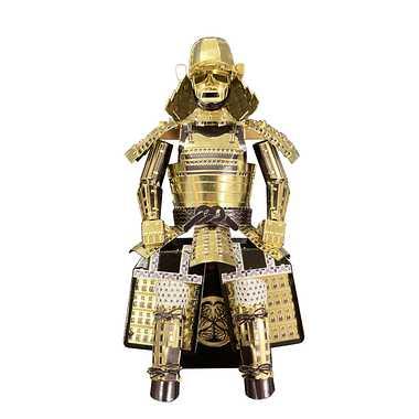 Tenyo Metallic Nano Puzzle Multi-Color Series Armor Tokugawa Ieyasu Gold-Plated Armor T-ME-022M Stainless Steel Material No Adhesive Required Thickness 0.2mm Ultra-Precision Laser Cutting Craft Project 3D Model Brass Warlord Armor