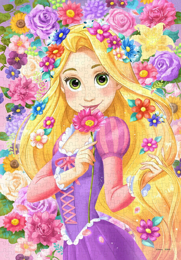 Tenyo 500-Piece Pure White GYUTTO Series Jigsaw Puzzle Disney Tangled: The Gift of the Flower Crown (25x36cm) DPG-500-674 Includes Service Card