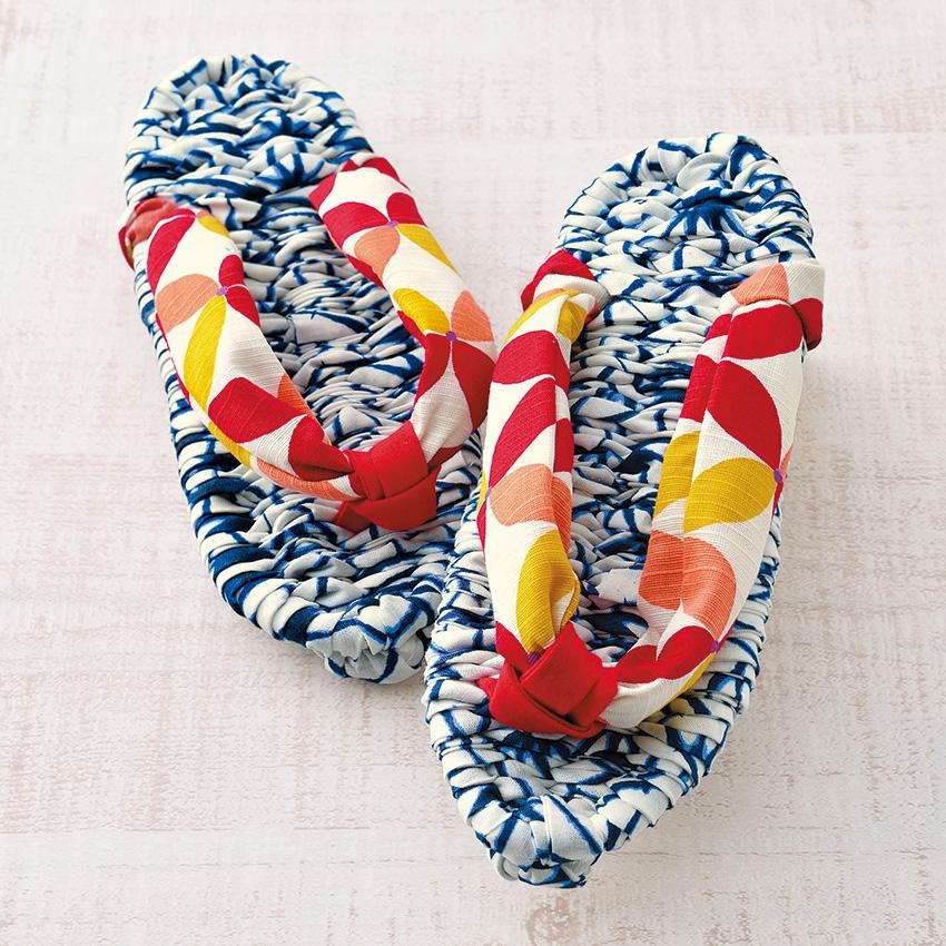 Takagi Textile Panami Cloth Zori Kit Healthy Cloth Zori Made with Yukata Fabric YW-55 Mix Color Approx. 22~24cm