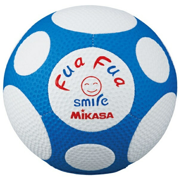 MIKASA Junior Soccer Ball Size 4 Fafa Smile Soccer (For Elementary School Students) White/Blue Stitched Ball FFF4-WB