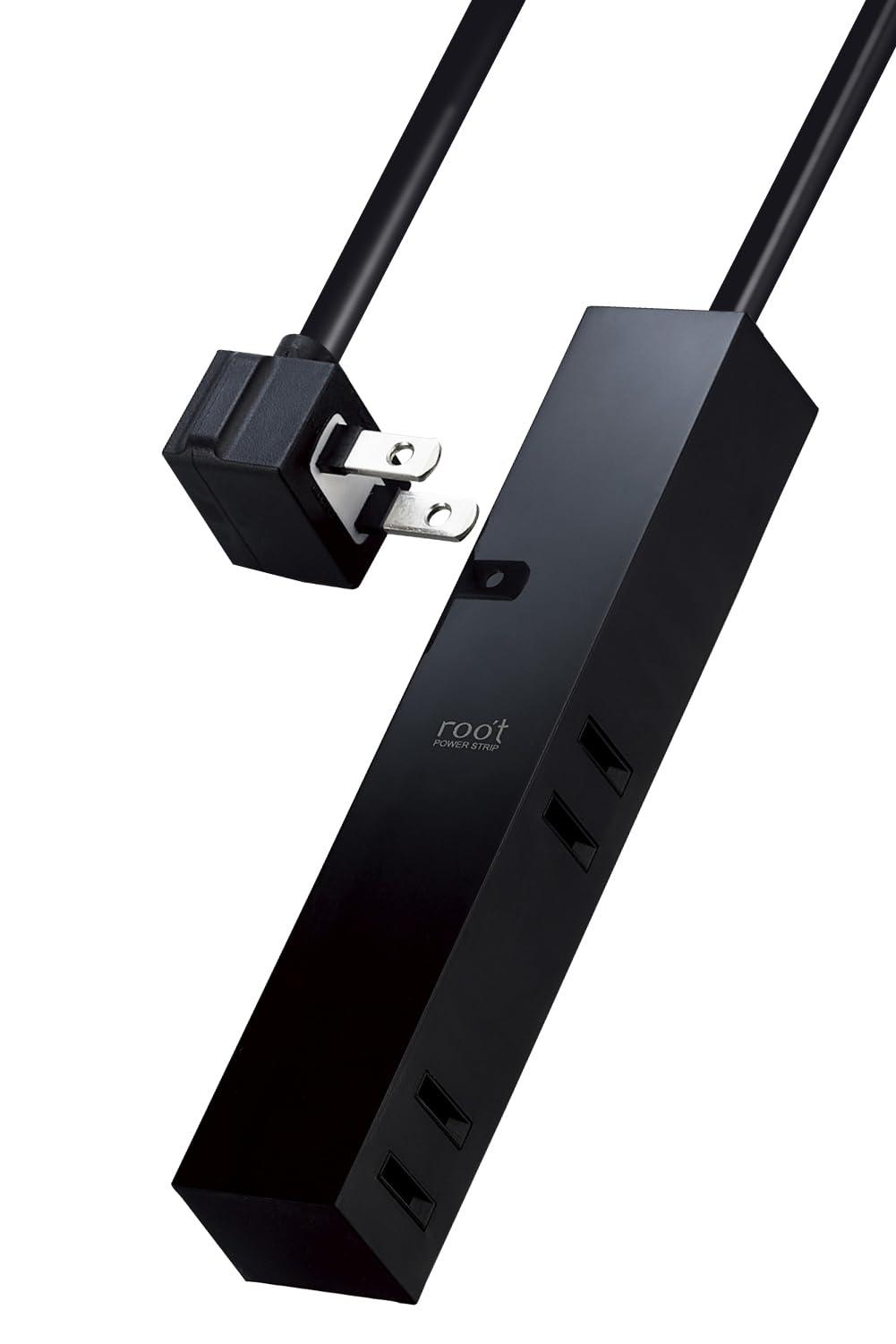 ELECOM Power Strip - Decorative Interior Design roo't 4 Outlets 2.5m Black AVT-D3-2425BK