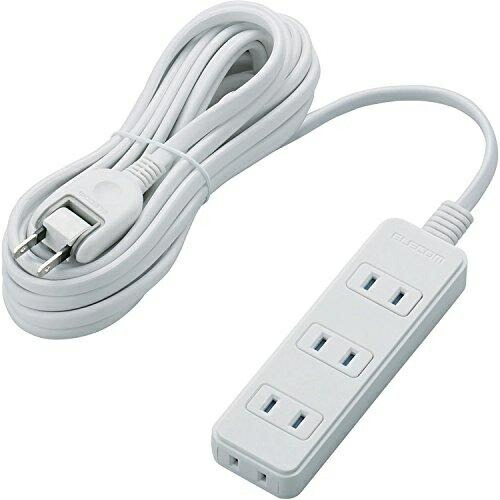 ELECOM Power Strip with Surge Protector, Swing Plugs, Dust Shutters, 4 Outlets, 5m Cable, White T-KST02-22450WH