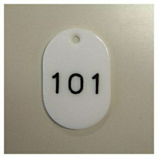 Crown Number Tag Large 3-Digit White cr bg 43 w 101 150