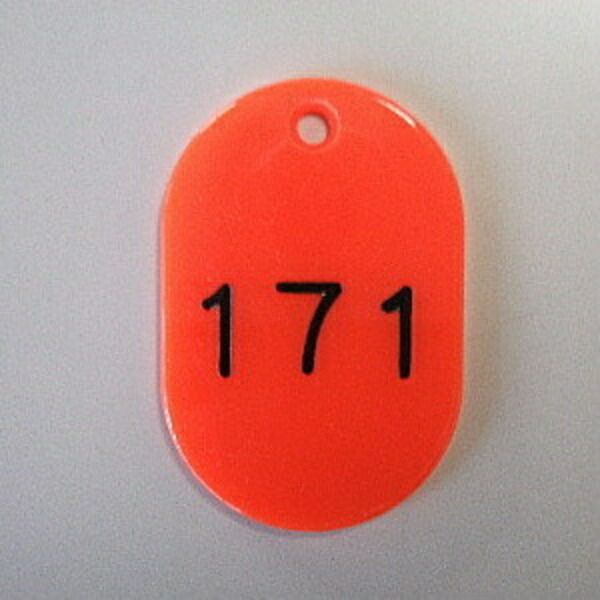Number Tags, Oblong Shape, Styrene Material, Pre-printed Numbers (Sequential), 50 Tags per Set CR-BG44-R