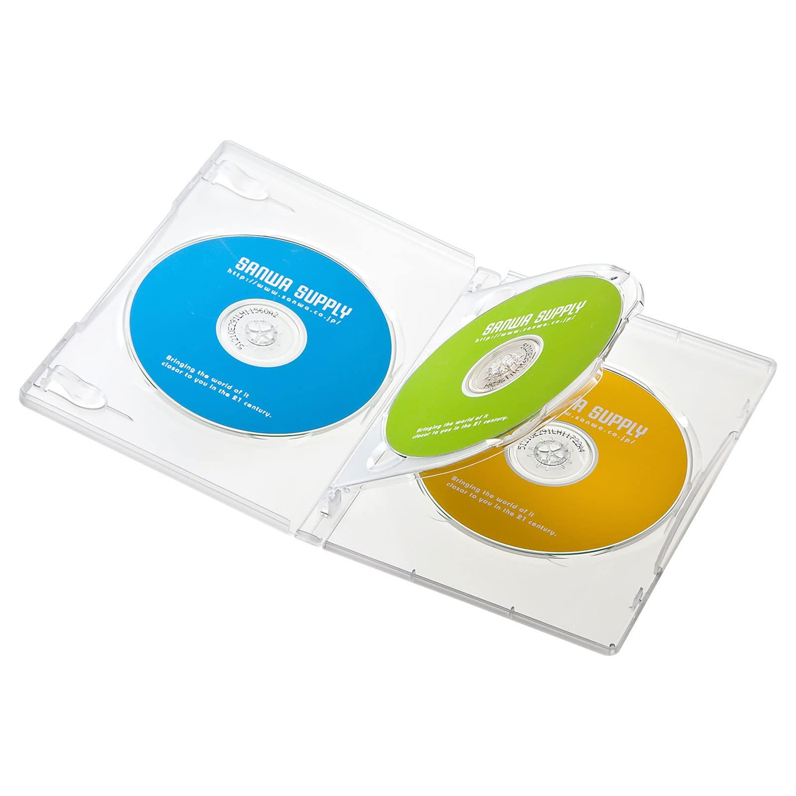Sanwa Supply DVD Tall Case (3-Disc Capacity, 10-Pack, Clear) DVD-TN3-10CL