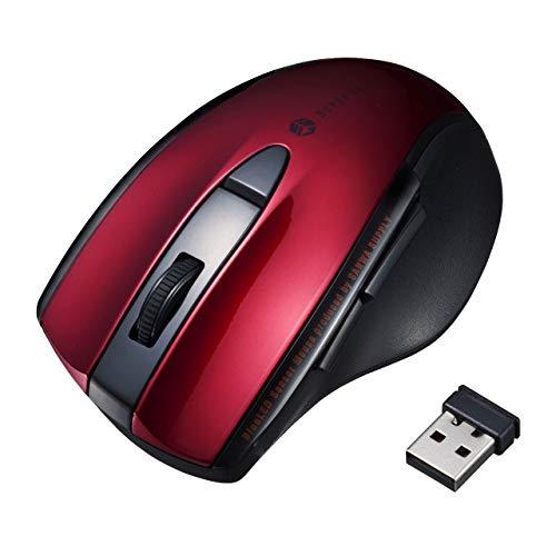 Sanwa Supply Wireless Mouse Silent Blue LED 5-Button (Back/Forward Buttons) Medium Size Red MA-WBL166R