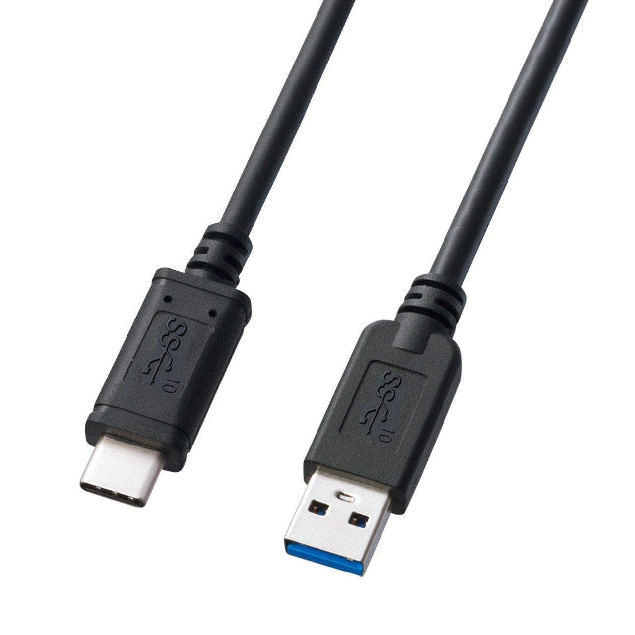 Sanwa Supply USB 3.1 Gen 2 Type-C to Type-A Cable (Black, 0.5m) KU31-CA05
