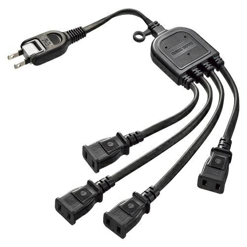 Sanwa Supply AC Adapter Dedicated Power Extension Cord 2P 4-Way Splitter Black TAP-EX4BKN