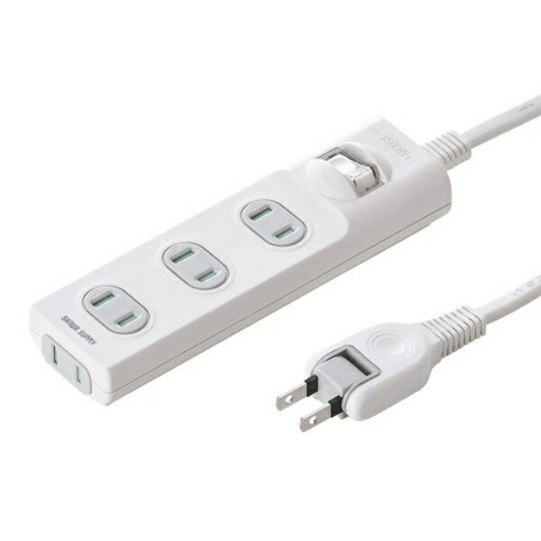 Sanwa Supply Fire Prevention Safety Tap 2P, 4 Outlets, White, 3m TAP-TSH43SWN