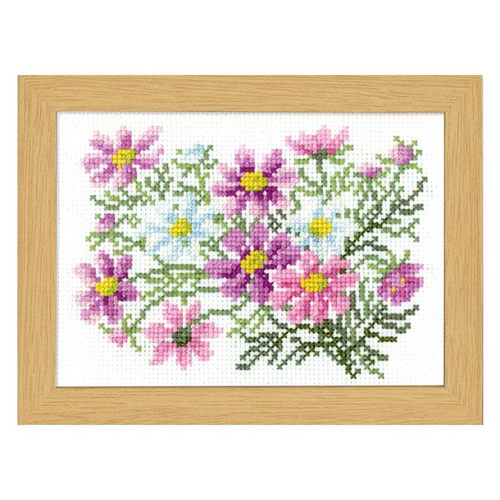 Olimpas Silk Embroidery Kit: 12 Months of Flowers Frame - Marie Catherine Collection Cross Stitch Kit: September Cosmos 7516