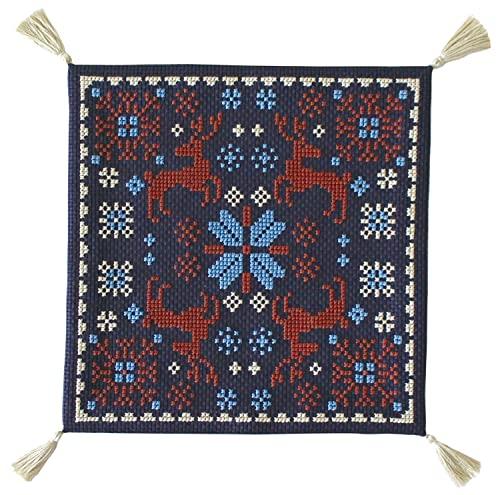 Olympus Embroidery Kit Cross Stitch “Folklore Patterns” Nordic Square 9101 ※You can make a placemat with tassels.