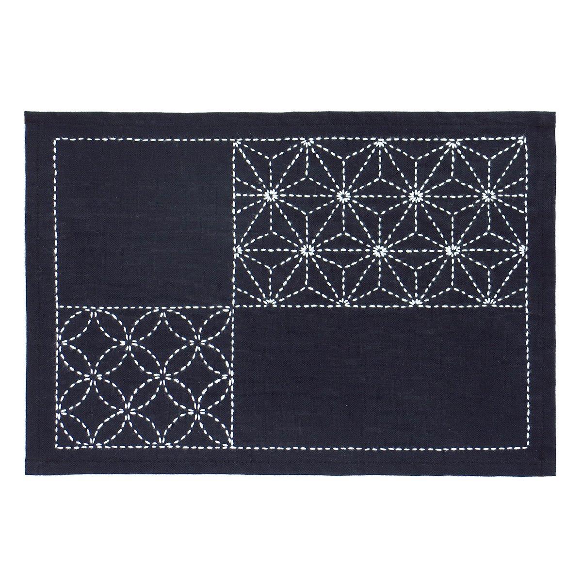Olimpas Silk Sashiko Kit Tea Mat Asanoha and Shippo Pattern SK311
