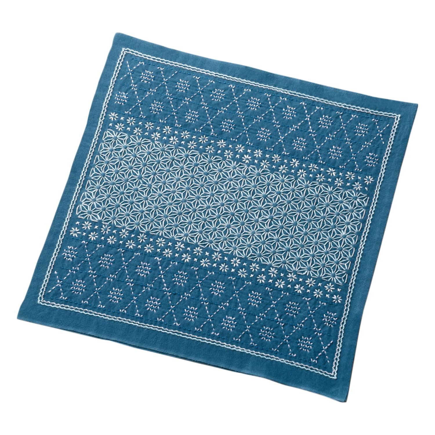 Olimpas Silk Sashiko Kit Sashiko Flower Dishcloth Kit “La bouquetiere” Snow Crystal SK-436