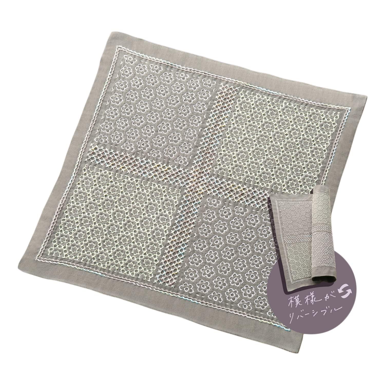 Olimpas Silk Sashiko Kit Sashiko Flower Dishcloth Kit “La bouquetiere” Florets SK-437