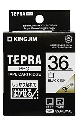 King Jim Tepla PRO Tape Cartridge Strong Adhesion, Peelable Labels 36mm White/Black Text SS36KEW-AL 1 Cartridge 411-9687