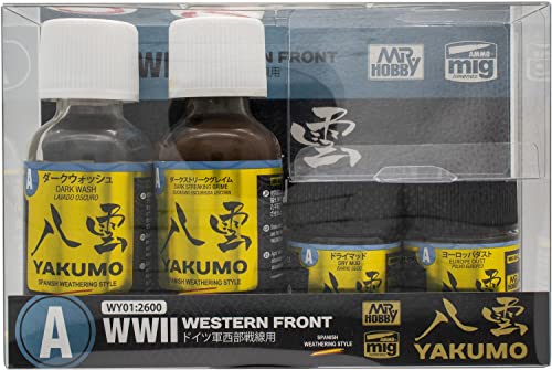 GSI Creos Yakumo Color Set World War II German Army Western Front Model Paint WY01 Dark Wash/Dark Streeck Gray/Dry Mud