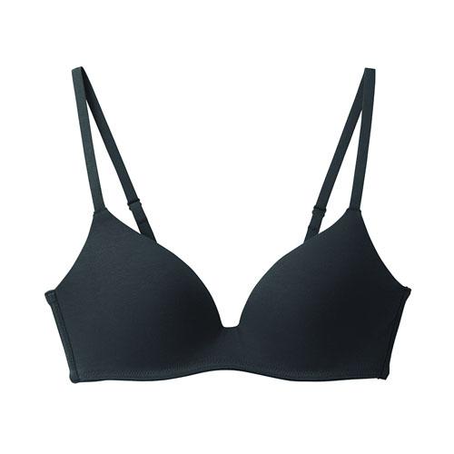 [GUNZE] Non-Wire Bra Kirei Lab Organic Cotton Blend Cotton Blend Anti-Side-Spill Molded Cup Fitte KB6092 Women's 1. Black L