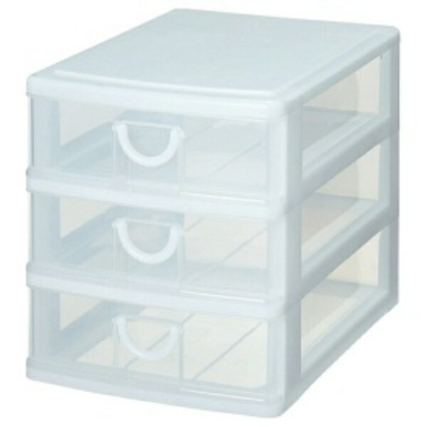 SankoPlastic Small Item Storage 3-Tier Elpis Width 25.2 × Depth 35 × Height 28 cm White