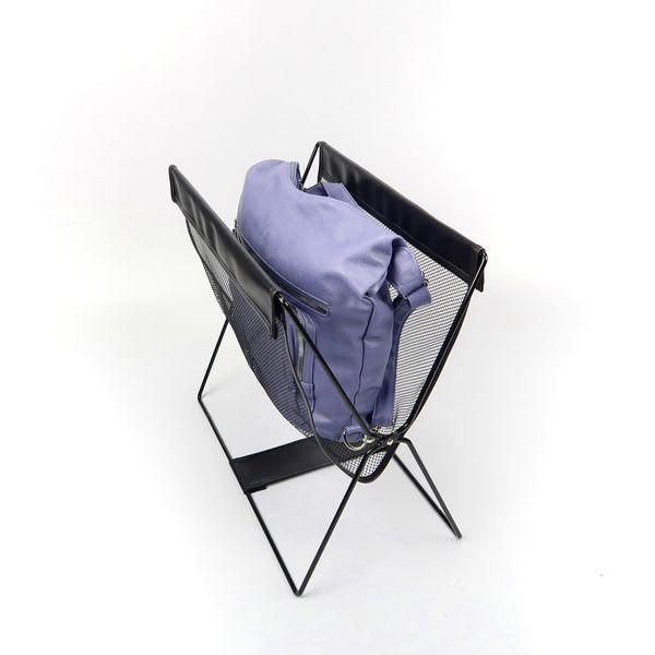 Sawafuji Leather-Style Hammock Mesh Basket Black MB-058 | Luggage Storage Basket, Foldable, for Hotels, Cafes, Restaurants, Under Chairs or Tables, Stylish (1)