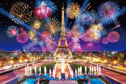 EPOCH 1000-Piece Jigsaw Puzzle: Overseas Scenery - Eiffel Tower Festival, France (50×75cm) 09-054s Includes Glue, Spatula, and Point Card EPOCH