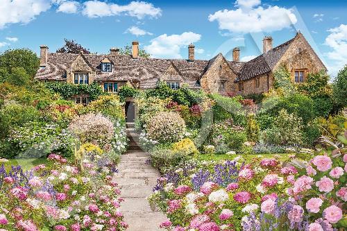 EPOCH 1000-Piece Jigsaw Puzzle: Overseas Scenery - Flower Garden in the Cotswolds, England (50×75cm) 09-057s Includes Glue, Spatula, and Point Card EPOCH