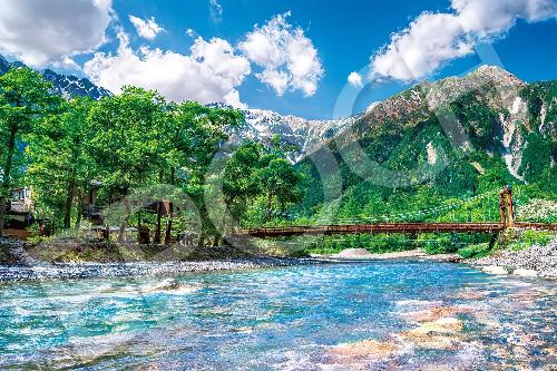 EPOCH Co., Ltd. 2016 Very Small Piece Jigsaw Puzzle Japanese Scenery: Kappa Bridge Shining in the Clear Stream - Nagano (50×75cm) 22-110s Glue Included Spatula Included Prize Ticket Included EPOCH