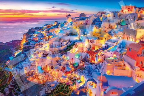 EPOCH Co., Ltd. 2016 Very Small Piece Jigsaw Puzzle Overseas Scenery Santorini Evening - Greece (50×75cm) 22-112s Glue Included Spatula Included Point Voucher Included EPOCH