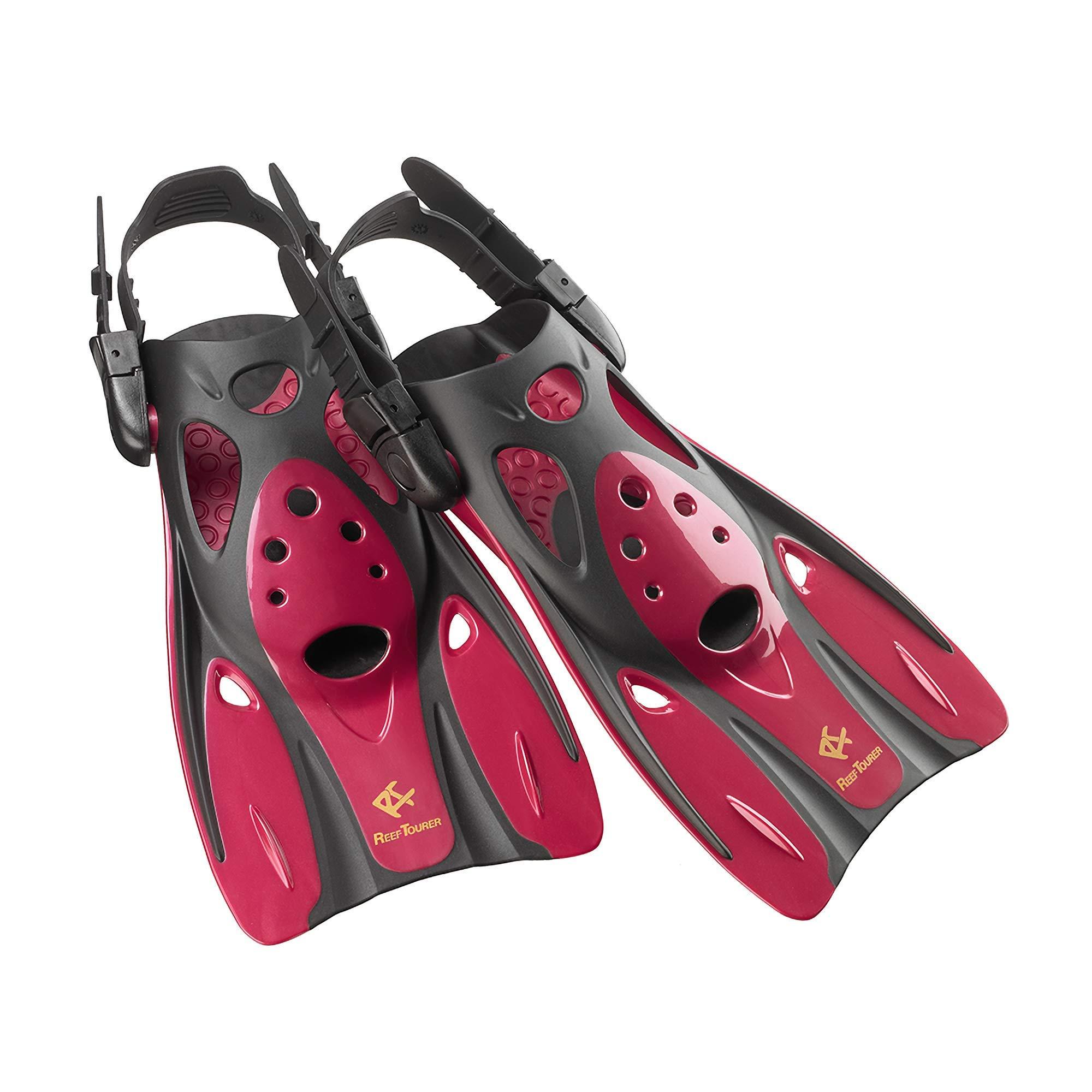 Reef Tourer Snorkeling Fins Strap Fins Metallic Dark Red M Size RF0106