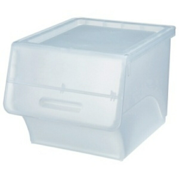 Sanka Froq Stackable Lidded Storage Box Clear Stylish Large Capacity Storage Front-Opening Design for Access Without Drawer Pulls Snap-On Lid with Locking Mechanism Casters Compatible Made in Japan Clothing Storage Box (Width 38.5 × Depth 46 × Height 31cm) froq Nfr-30CL