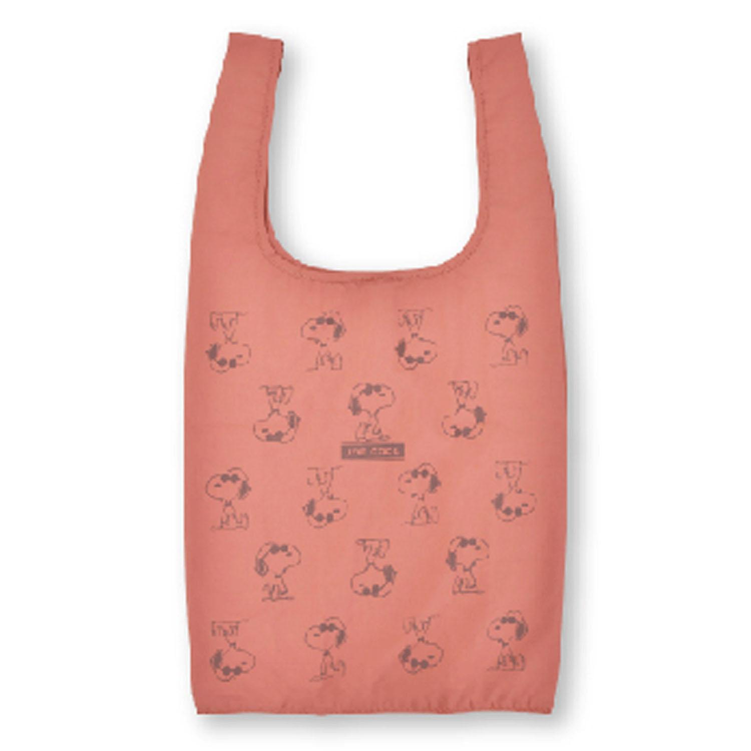 [Snoopy] Eco Bag - Foldable Compact Market Bag for Women & Men - Shopping, Commuting, School, Travel, Outings, Convenience Store Bag - Adults, Students, Kids - Cute Character - 0458 Red (SPZ-3597)