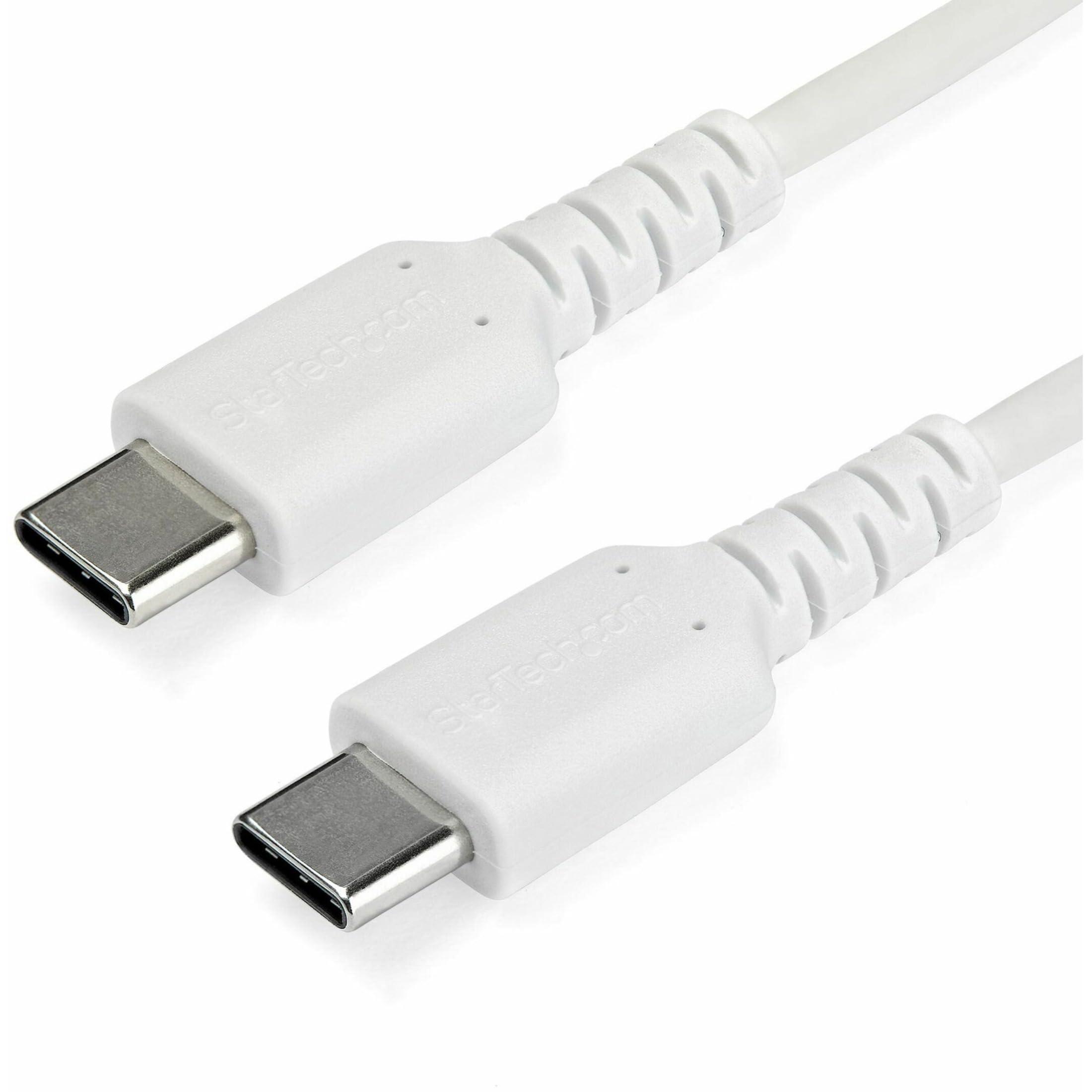 StarTech.com USB-C Cable/1m/USB 2.0/Fast Charging & Data Transfer/60W/Aramid Fiber Reinforced/Male-Male/White RUSB2CC1MW