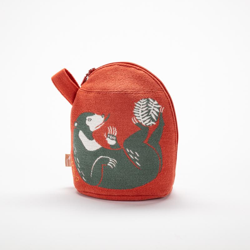 morita MiW Pouch with Pocket / Playful Sun Bear with Morita Leaves