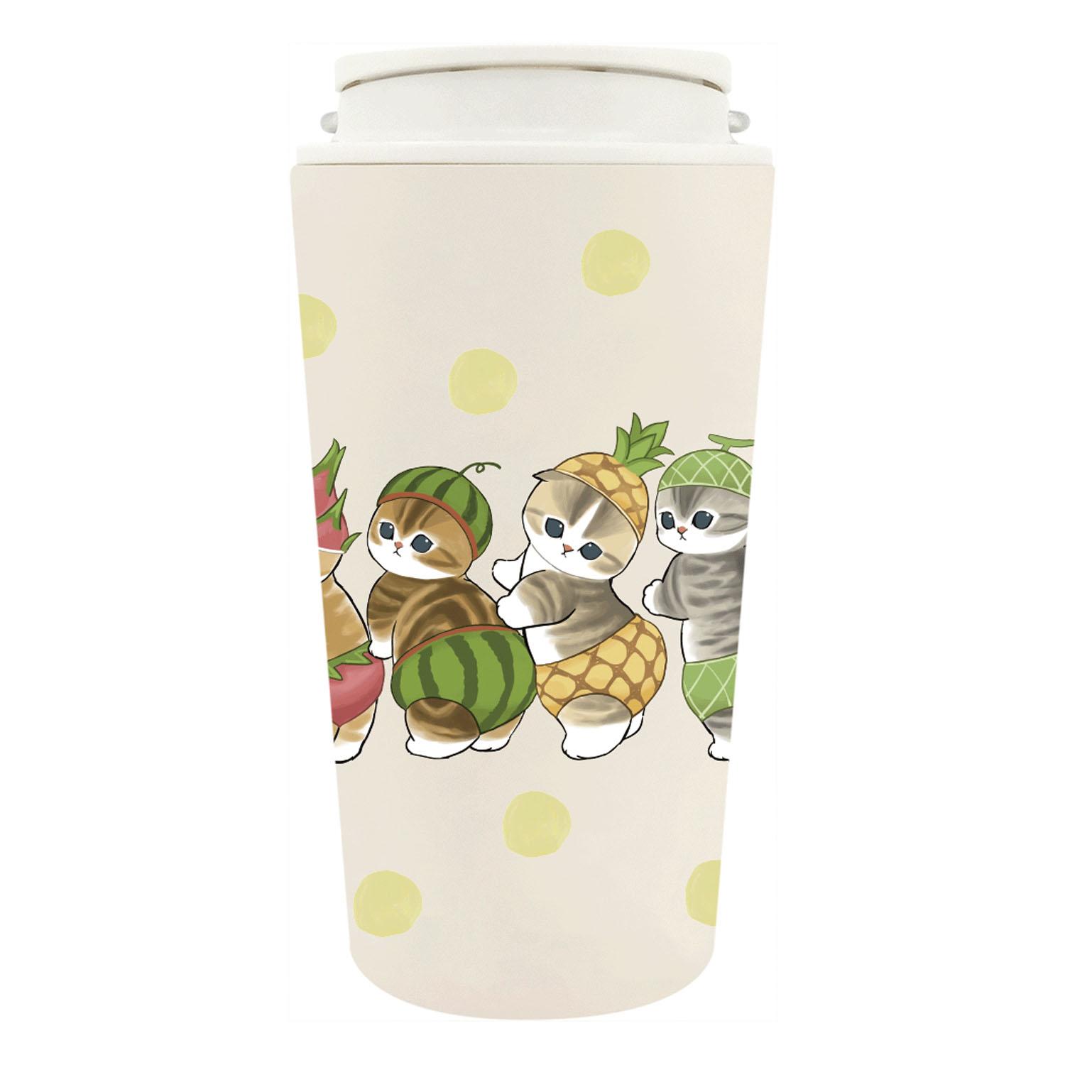 mofusand Vacuum Double-Wall Carry Tumbler 360ml Handle & Lid Included Mug Insulated for Hot & Cold Cute Cat Design 53-2181