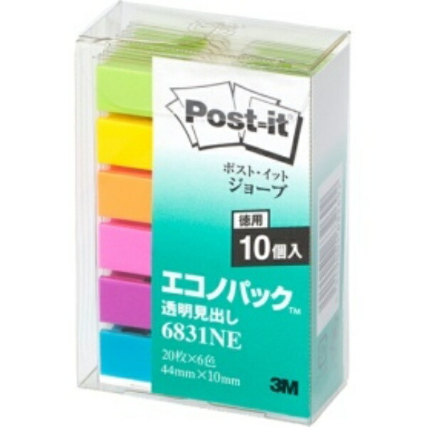 Post-it Film Index Stickers 44×10mm 20 sheets × 6 colors × 10 packs 6831NE Index Seals