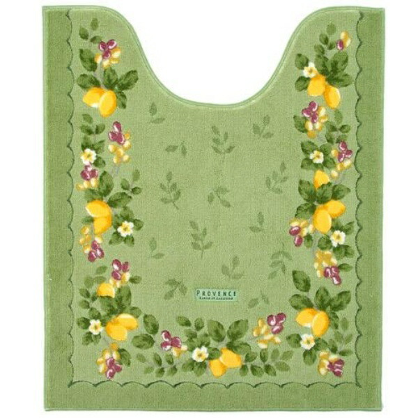 OKA Provence Ciel Long Toilet Mat Approx. 75cm x 63cm Green (Nordic Large Size)
