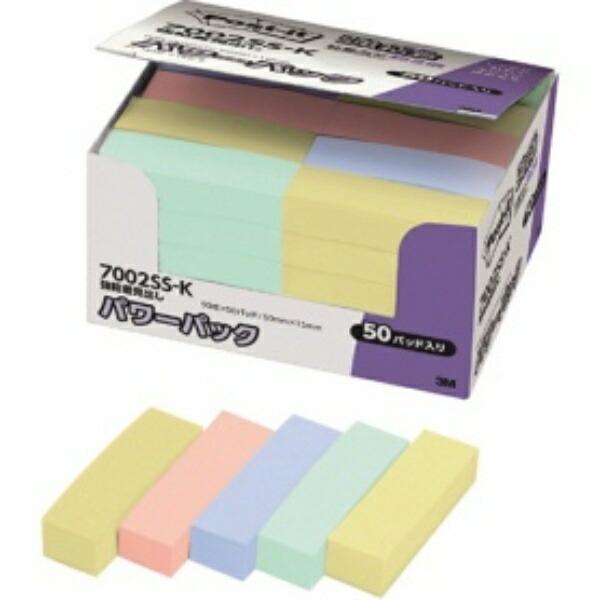 Post-it® Notes Strong Adhesive Pastel Color Headers 50×15mm 90 Sheets × 50 Pads 7002SS-K