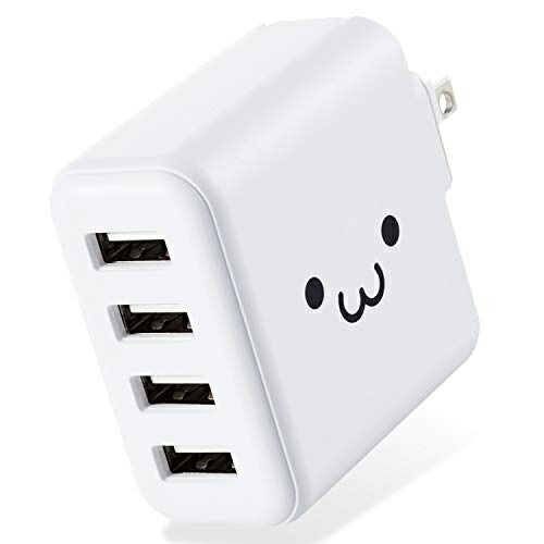 ELECOM USB Wall Charger, Total 24W, USB-A × 4, White Face, MPA-ACU13WF