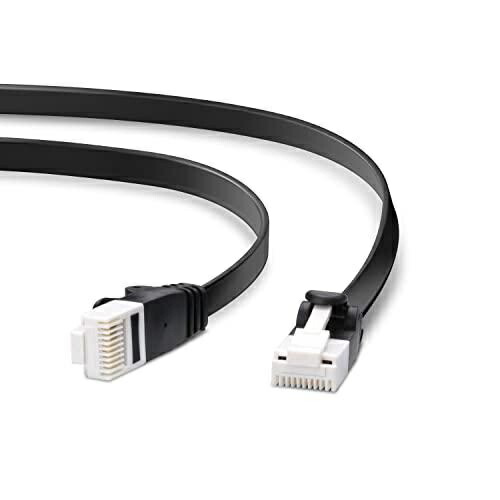 ELECOM LAN Cable CAT6A 7m (23ft) Snag-Resistant Connector Super Flat Design Black LD-GFAT/BK70