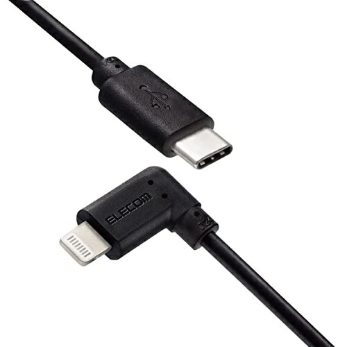 ELECOM Type-C to Lightning Cable (USB PD Compatible) Lightning iPhone Charging Cable L-Shaped Connector Antibacterial Design Apple Certified 0.3m (30cm) Black MPA-CLL03BK