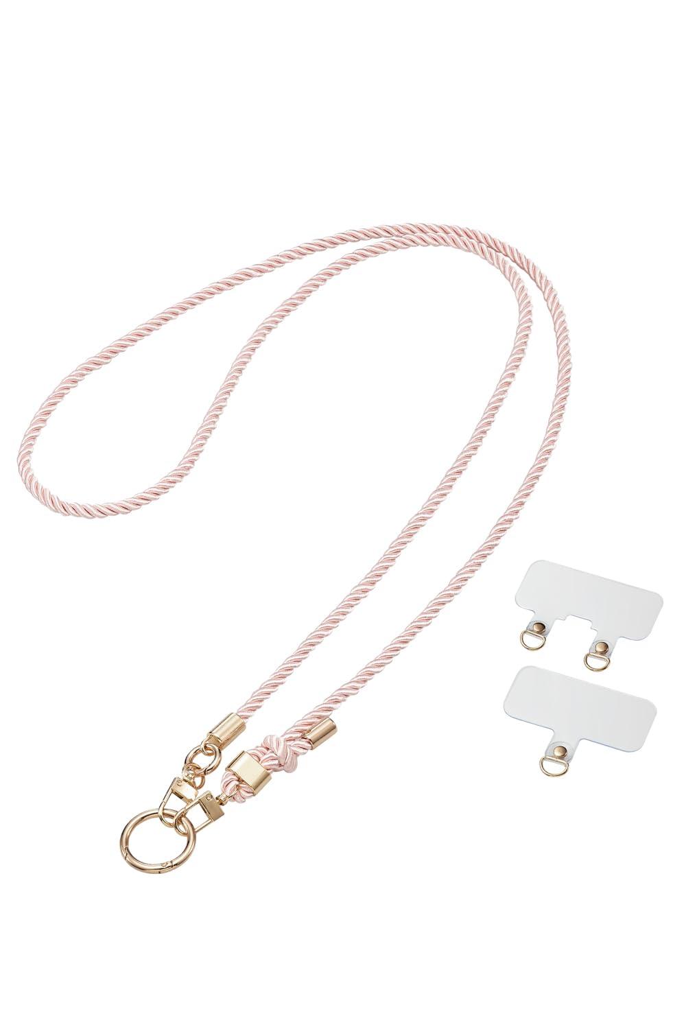 [ELECOM] Me Smartphone Shoulder Strap with Strap Hole Sheet Included, Ring Type, Pink Beige P-STSDH2RGPN