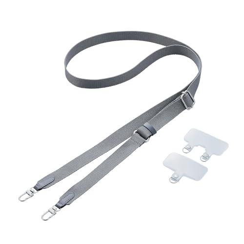 [ELECOM] Smartphone Shoulder Strap - Shoulder/Neck Strap with 2 Types of Strap Holders - Flat Design - Reduces Shoulder Pain - Black P-STSDH2FBK