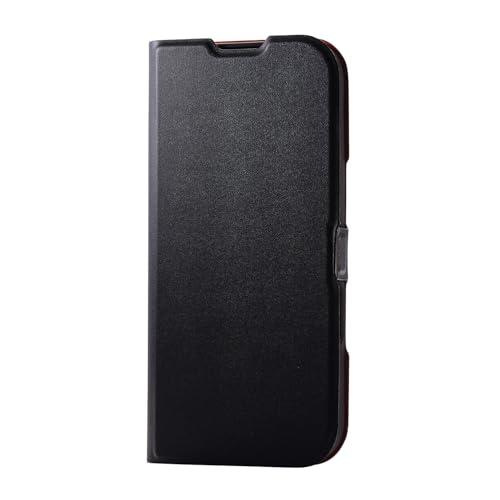 ELECOM iPhone 16 Case Cover Wallet-Style Slim Lightweight Soft Leather Magnetic Closure Card Pocket ×1 Wireless Charging Compatible Stand Function 4-Corner Air Cushion UltraSlim Black PM-A24APLFUBK