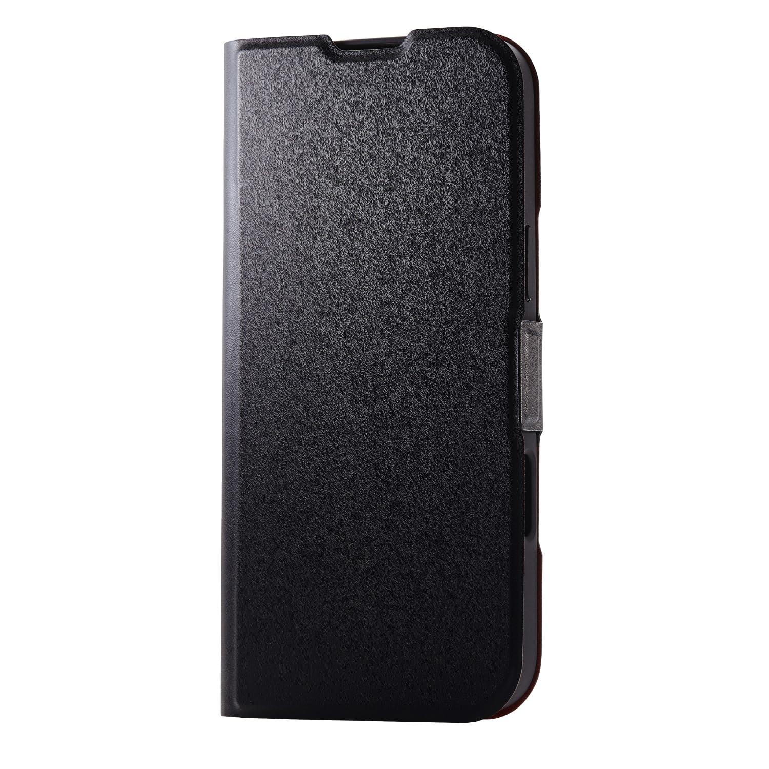 ELECOM iPhone 16 Pro Max Case Cover Wallet-Style Slim Lightweight Soft Leather Wireless Charging Compatible Magnetic Closure Card Pocket ×1 Stand Function 4-Corner Air Cushion UltraSlim Black PM-A24DPLFUBK