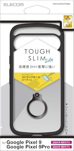 ELECOM Google Pixel 9 / 9 Pro Case Hybrid Cover Shock Absorption Lightweight Slim Camera Lens Protection Design with Ring Stand Function with Strap Hole Sheet TOUGH SLIM LITE Black PM-P242TSLFCRBK