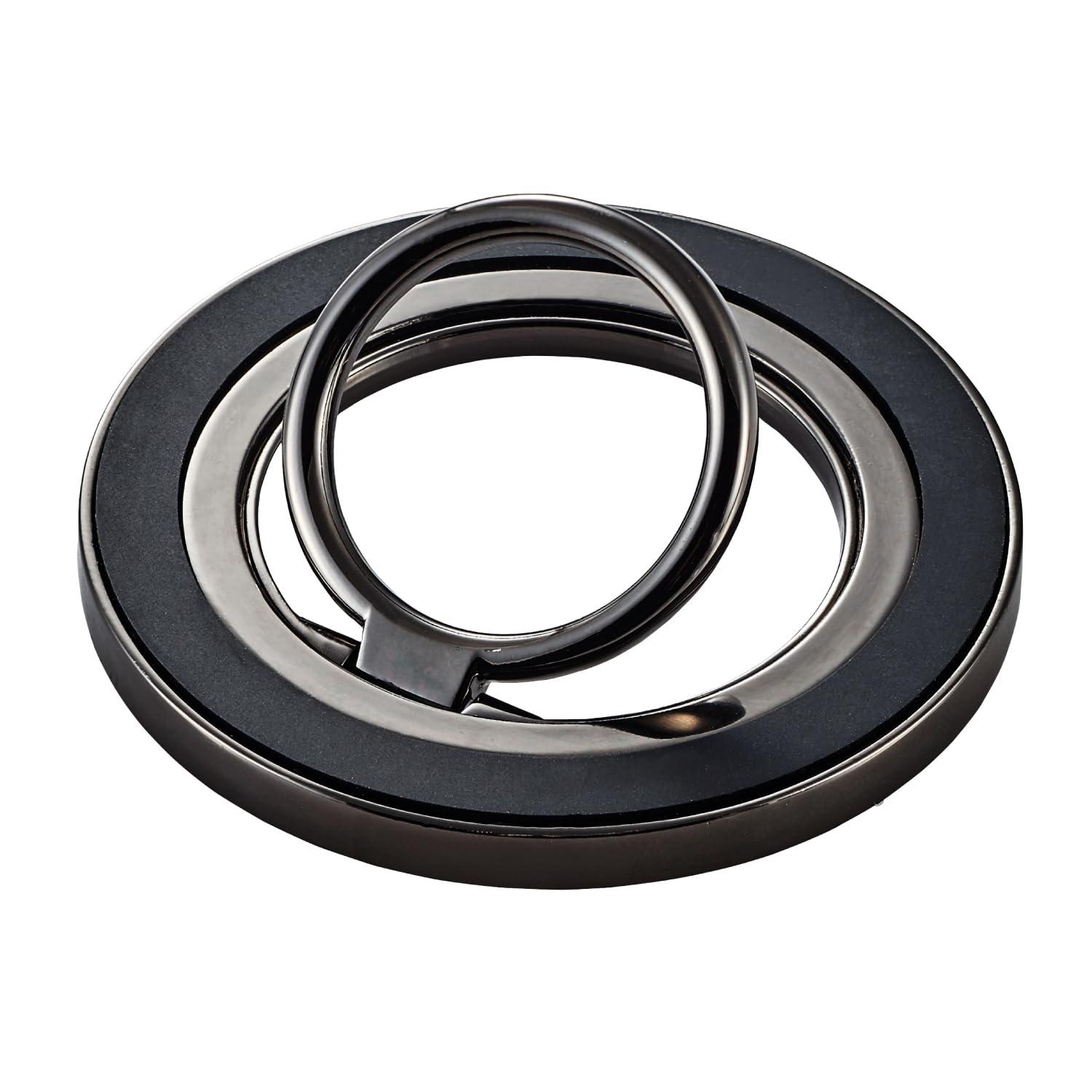 ELECOM Smartphone Ring Magnet Magsafe Smartphone Stand Load Capacity: 800g Fall Prevention Cute Design Black P-STRMK360BK