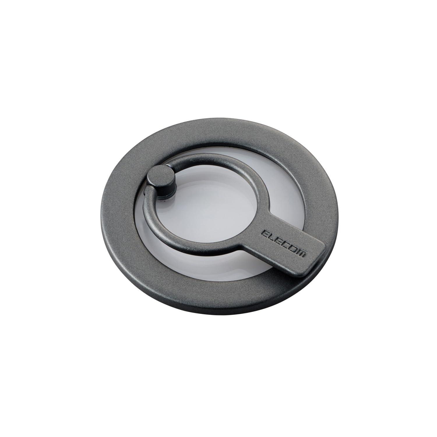 ELECOM Smartphone Ring Magnet Magsafe Smartphone Stand Load Capacity: 800g Fall Prevention Cute Design Black P-STRMKHICRBK