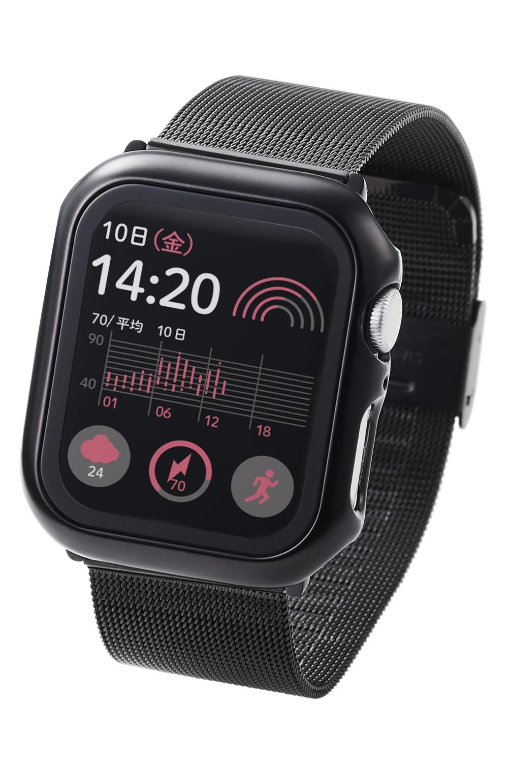 ELECOM Apple Watch Case [44mm] SE (2nd Gen)/SE/Series 6/5/4 Tempered Glass Anti-Fingerprint Full Cover Case Black AW-23DFCGPBK