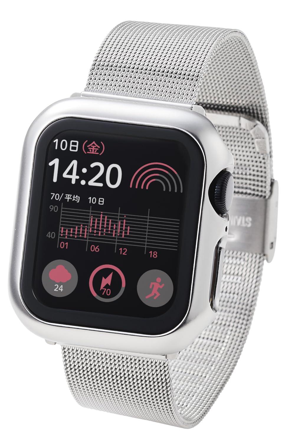 ELECOM Apple Watch Case [40mm] SE (2nd Gen)/SE/Series 6/5/4 Tempered Glass Anti-Fingerprint Full Cover Case Silver AW-23EFCGPSV