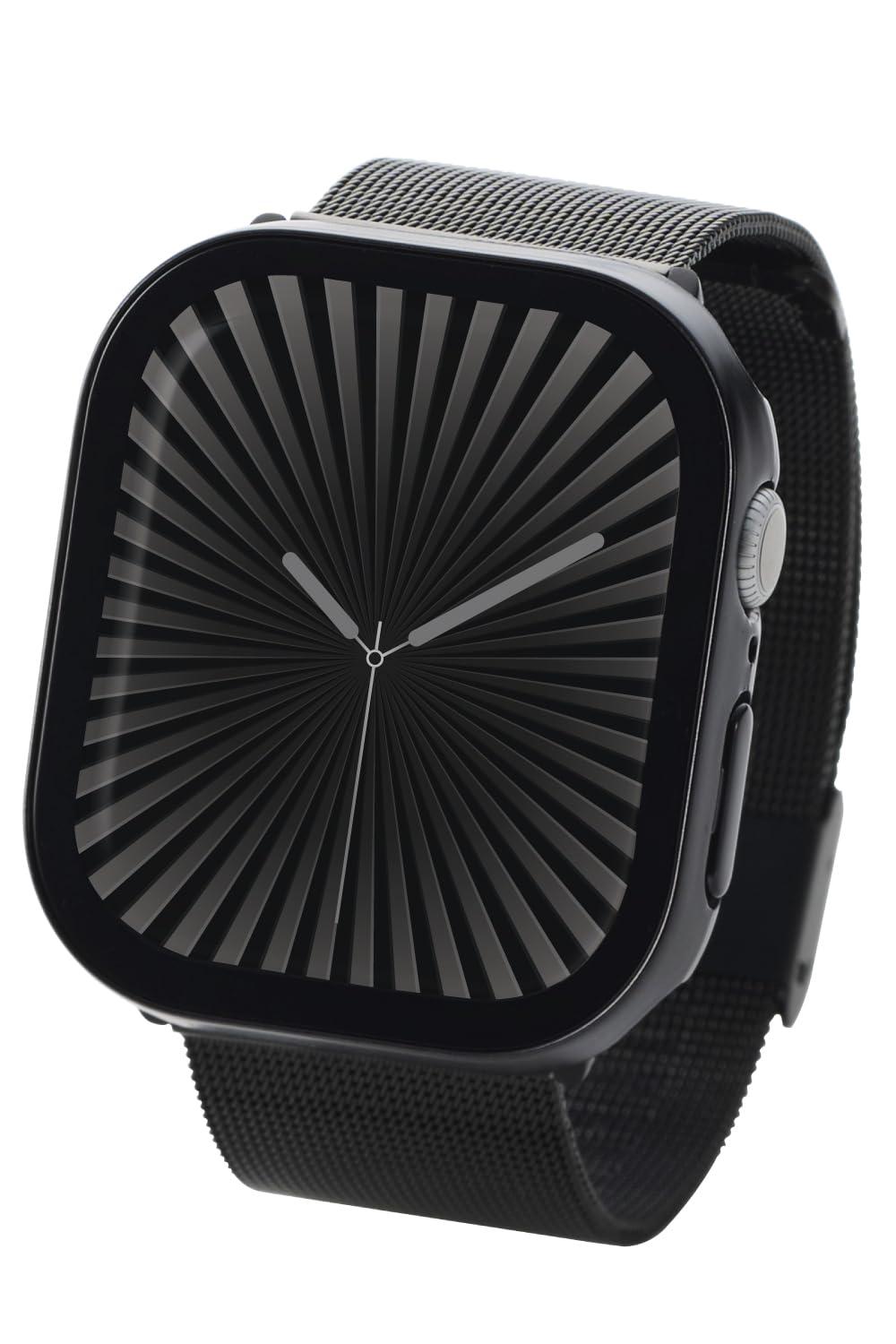 ELECOM Apple Watch Case [46mm] Series 10 Waterproof IPX7 Tempered Glass Anti-Fingerprint Full Cover Case Black AW-24AFCGEBK