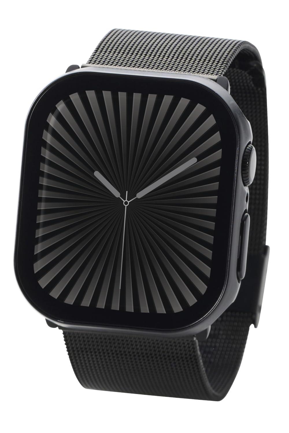 ELECOM Apple Watch Case [42mm] Series 10 Waterproof IPX7 Tempered Glass Anti-Fingerprint Full Cover Case Black AW-24BFCGEBK